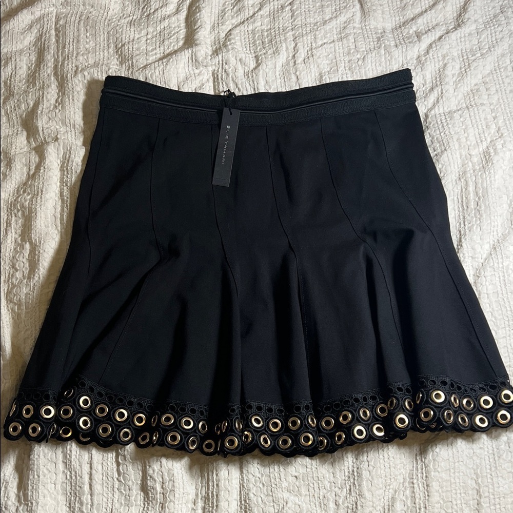 Elie Tahari Black Skirt with Gold Eyelets size 10